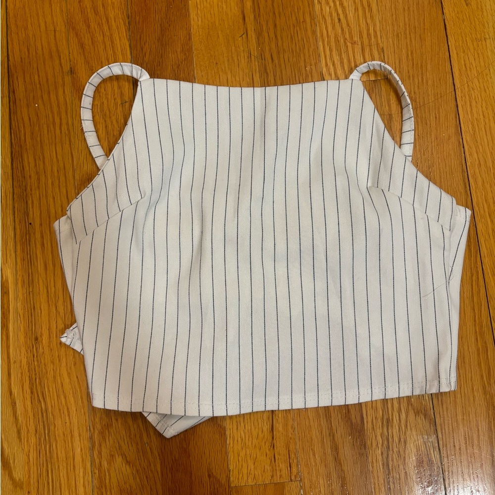 Striped White and Blue Crop Top